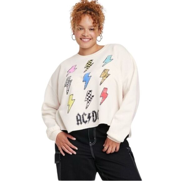 ACDC Grayson‎ Threads Lightning Sweatshirt XL White Graphic Pullover - Picture 1 of 7